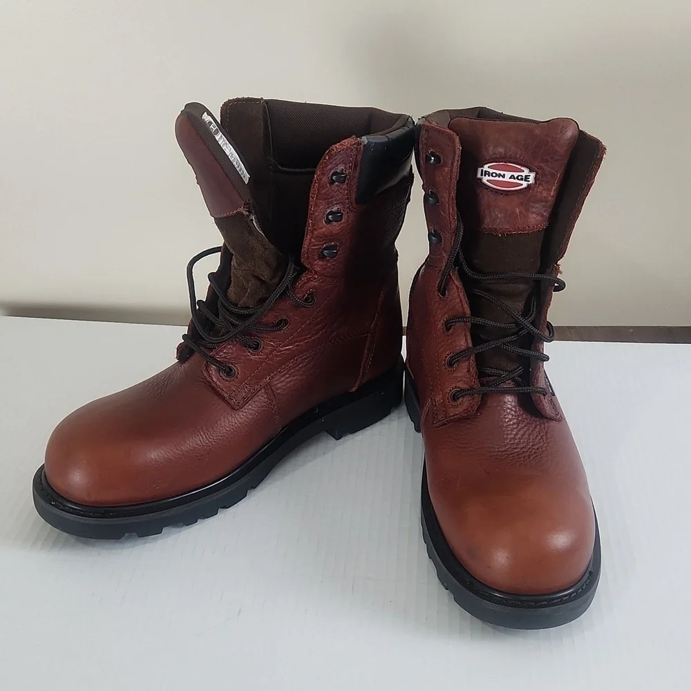 Iron age man Hauler 8In work safety shose casual brown size 9M